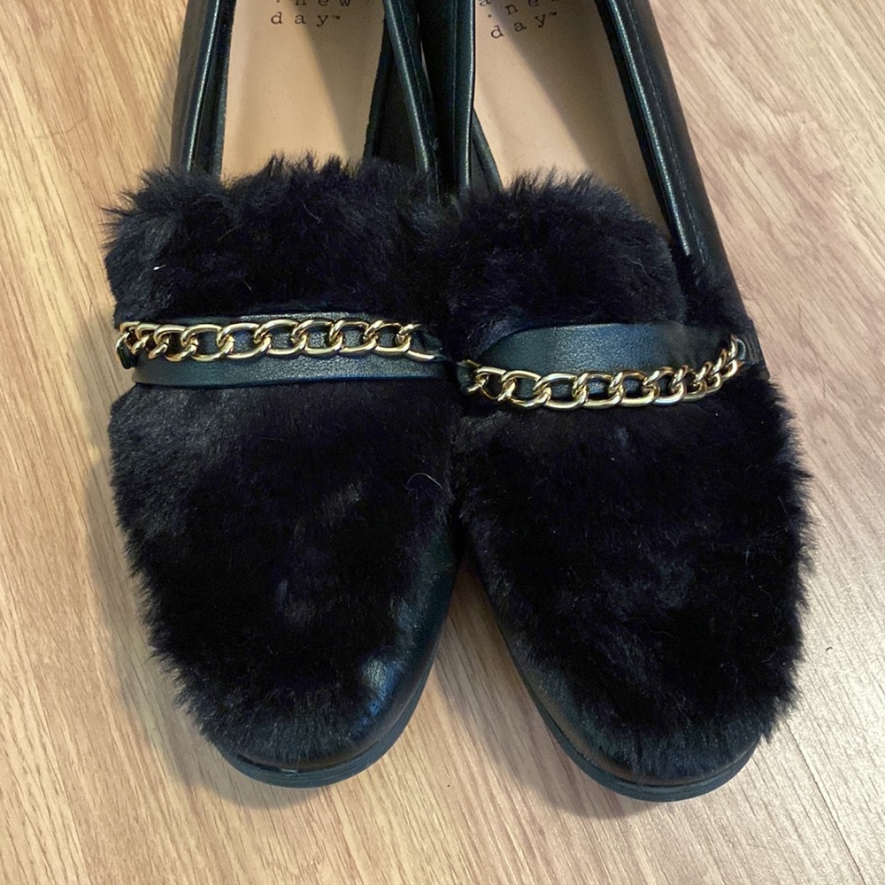 A new day black furry fuzzy chain loafers - Picture 5 of 5